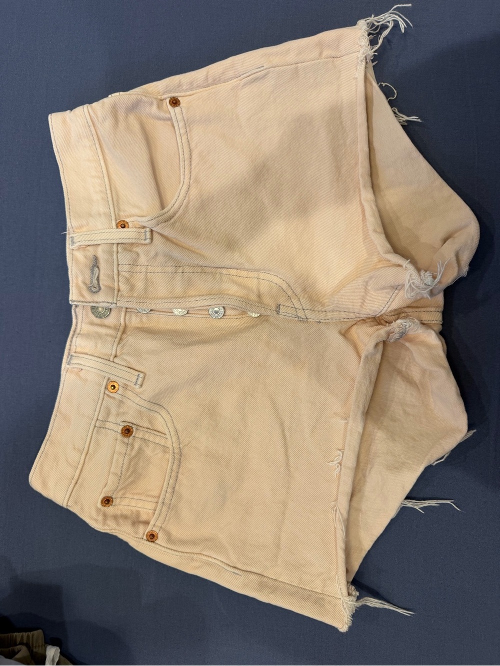 Levi's Pale Peach/Cream Cutoff Denim Shorts